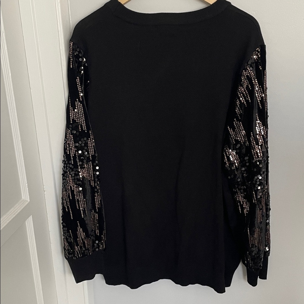 Black Sequin Sleeve Women's Sweater Top size 3X - Picture 10 of 10